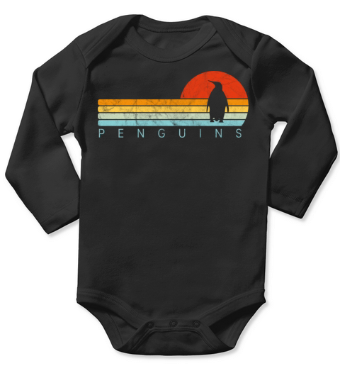 Penguin Vintage Sunset Retro Cute Womens Penguin Long Sleeve Baby One-Piece