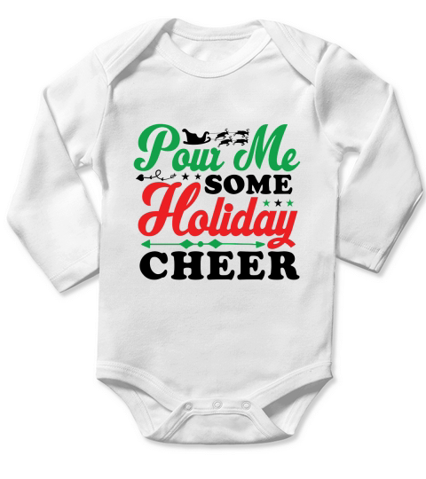 Pour Me Some Holiday Cheer Long Sleeve Baby One-Piece