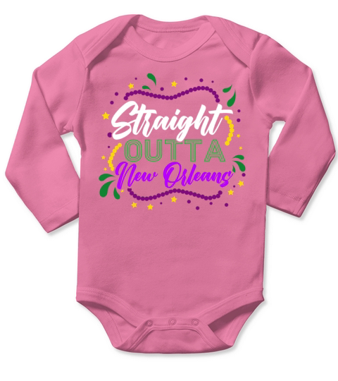 Straight Outta New Orleans Louisiana Mardi Gras Long Sleeve Baby One-Piece