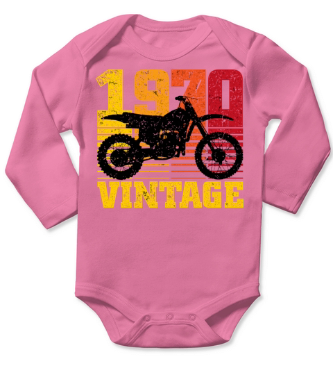 Vintage 1970 Motocross Dirt Bike 50th Birthday Long Sleeve Baby One-Piece