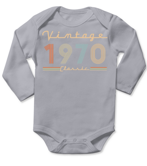 Vintage Classic Born In 1970 Retro 50th Birthday Long Sleeve Baby One-Piece