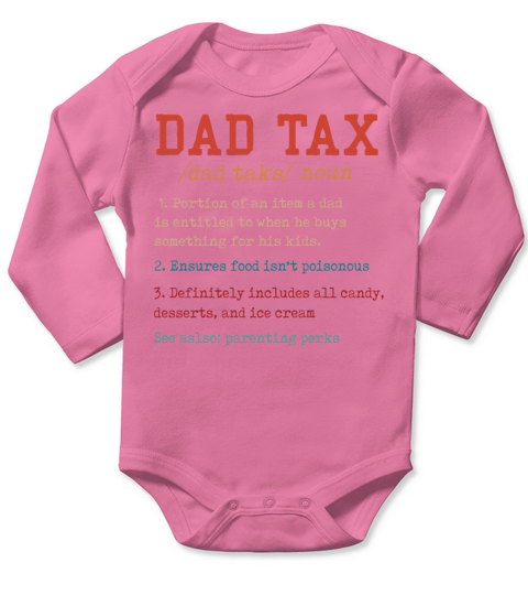 Vintage Dad Tax Definition Men Funny Fathers Day Long Sleeve Baby One-Piece