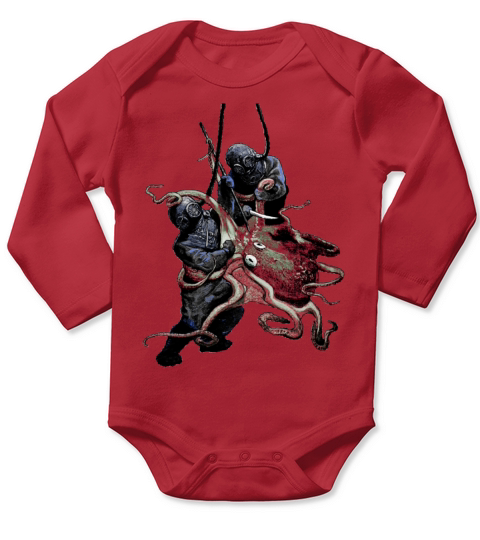 Vintage Helmet Divers Fighting Off a Big Octopus Long Sleeve Baby One-Piece