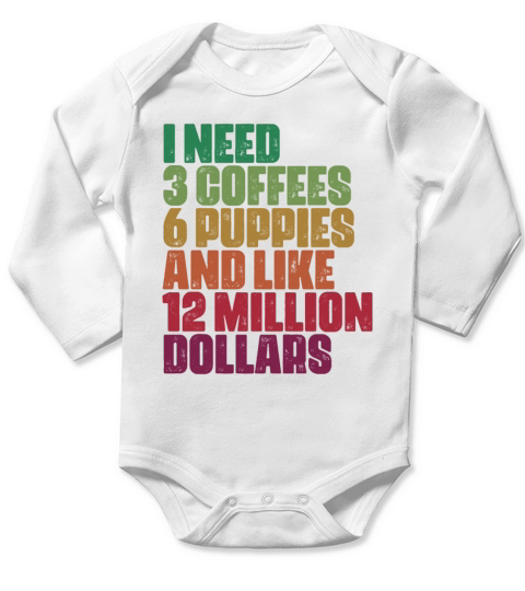 Vintage Retro Coffee Puppies Entrepreneur Business Long Sleeve Baby One-Piece