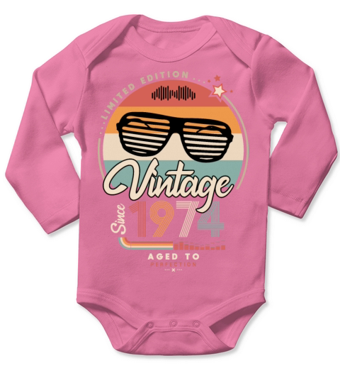 Vintage since 1974 Long Sleeve Baby One-Piece