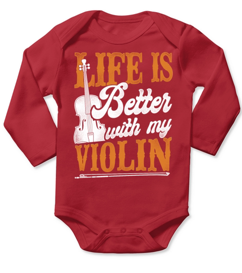 Violin Violinist Vintage Life Is Long Sleeve Baby One-Piece