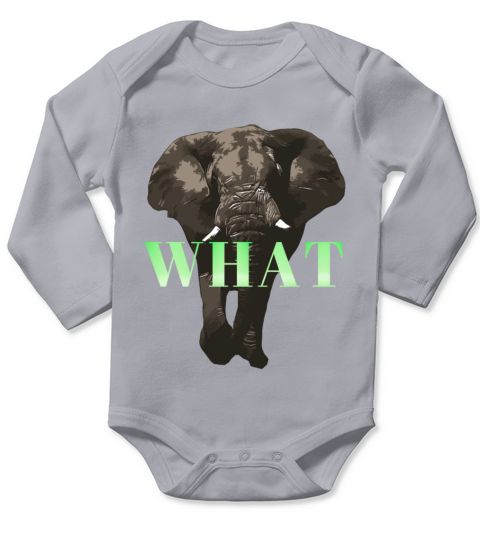 WHAT-Elephant Long Sleeve Baby One-Piece