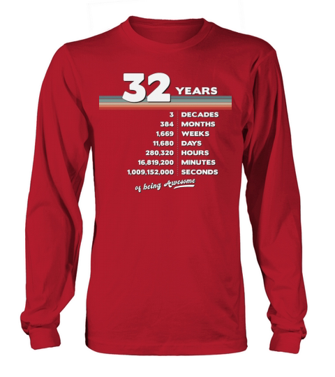 32nd Birthday Vintage 32 Years Old Retro 384 Long sleeved Unisex