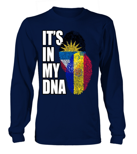 Andorran And Antiguan Mix Heritage DNA Flag Long sleeved Unisex