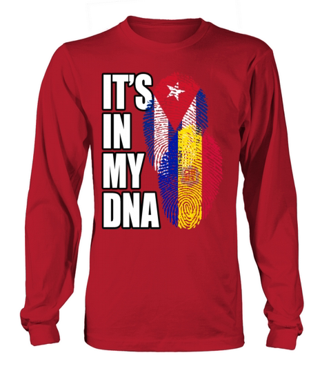 Andorran And Cuban Mix Heritage DNA Flag Long sleeved Unisex