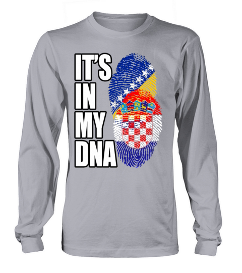 Croatian And Bosnian Mix Heritage DNA Flag Long sleeved Unisex