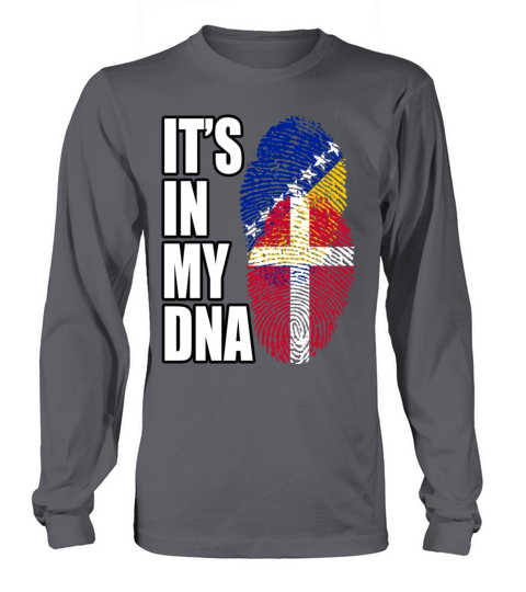 Danish And Bosnian Mix Heritage DNA Flag Long sleeved Unisex