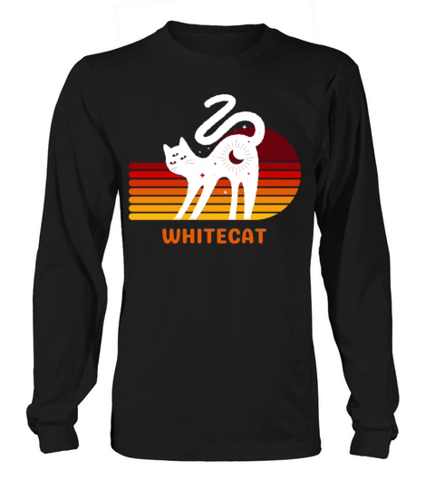 funny white cat retro vintage whitecat Long sleeved Unisex