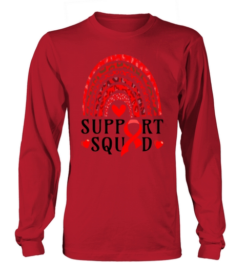 Rainbow Red Ribbon Heart Disease Long sleeved Unisex