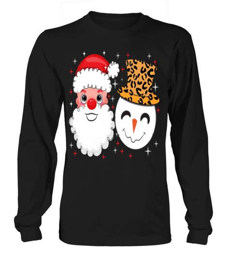 Santa and Snowman Leopard Sparkle Long sleeved Unisex