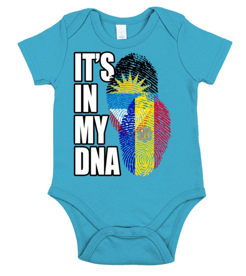 Andorran And Antiguan Mix Heritage DNA Flag Short Sleeve Baby One-Piece