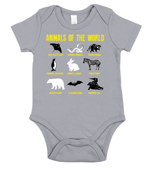 Animals Of The World Funny Humor Vintage Short Sleeve Baby One-Piece