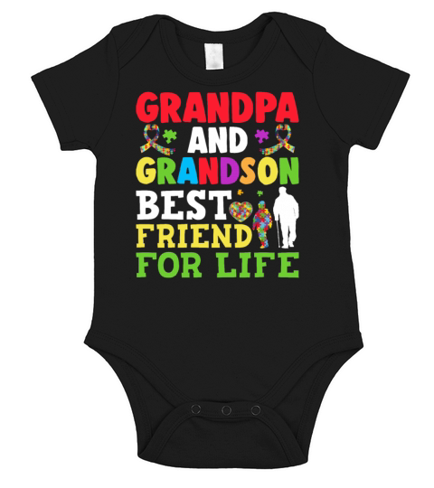 Autism Awareness Grandpa Grandson Best Friend for Short Sleeve Baby One-Piece