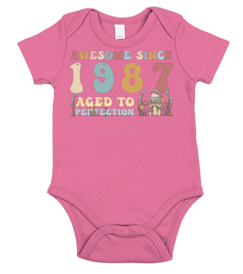Awesome since 1987 - 36th Birthday - 2023 Groovy Short Sleeve Baby One-Piece