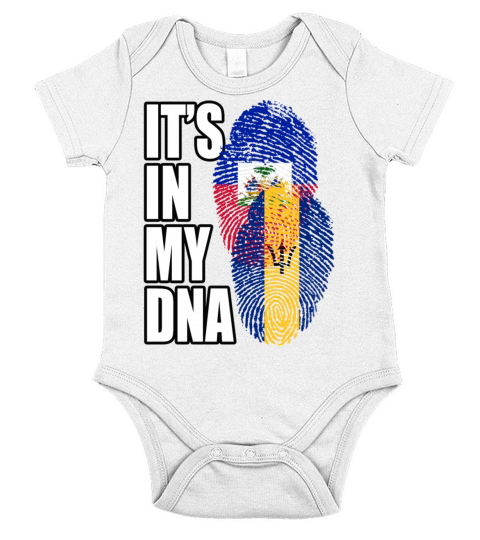 Barbadian And Haitian Mix Heritage DNA Flag Short Sleeve Baby One-Piece