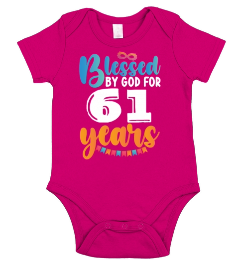 Birthday Blessed by God for 61 Years Short Sleeve Baby One-Piece