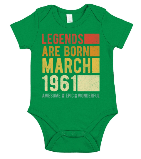 Birthday March 1961 Short Sleeve Baby One-Piece