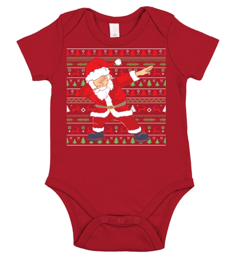 Merry Christmas Dabbing Santa Claus Ugly Sweater Short Sleeve Baby One-Piece