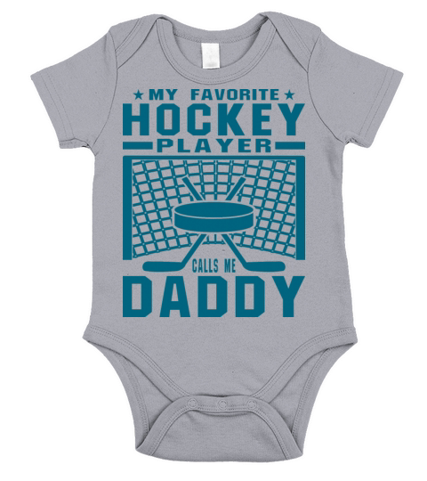 My Favorite Hockey Player Daddy Parent Text Short Sleeve Baby One-Piece