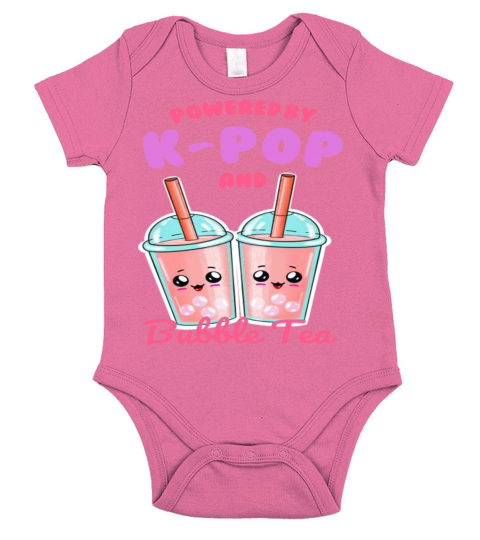 Powered By K POP And Bubble Tea Short Sleeve Baby One-Piece