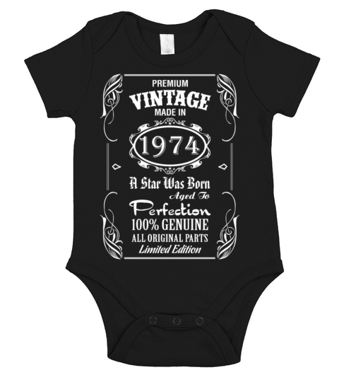 Premium Vintage Made In 1974 Short Sleeve Baby One-Piece