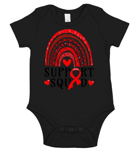 Rainbow Red Ribbon Heart Disease Short Sleeve Baby One-Piece