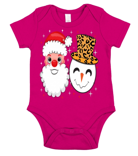 Santa and Snowman Leopard Sparkle Short Sleeve Baby One-Piece