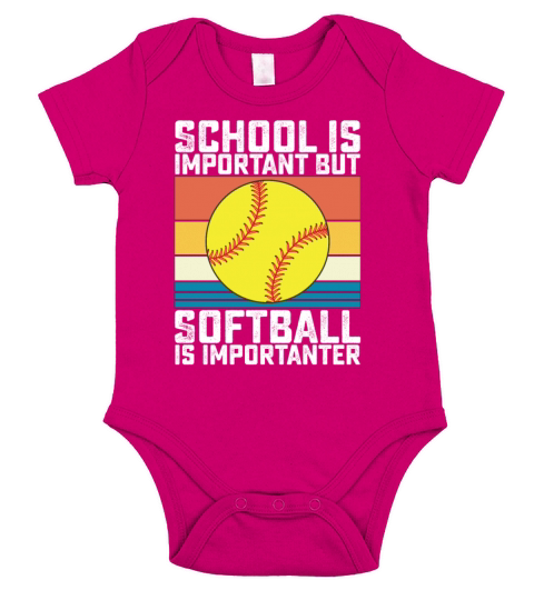School Is Important But Softball Is Importanter Short Sleeve Baby One-Piece