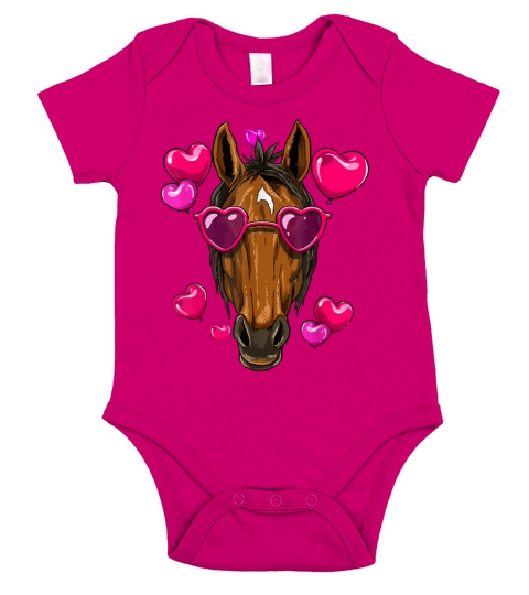 Valentines Day Horse Shirt Funny Horse Lover Giftf Short Sleeve Baby One-Piece