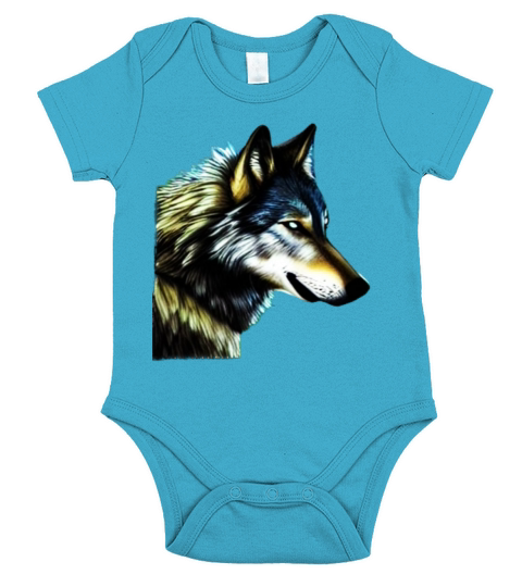 Wolf artwork design predator face imprint Short Sleeve Baby One-Piece