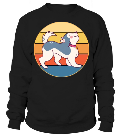 Funny Kawaii Cute Husky Dog Vintage Retro Sunset Sweatshirt Unisex