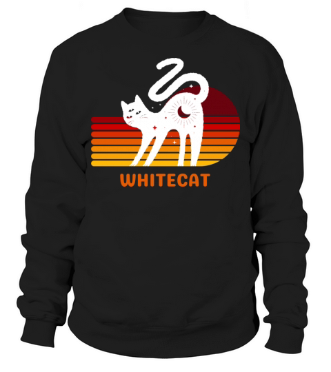 funny white cat retro vintage whitecat Sweatshirt Unisex
