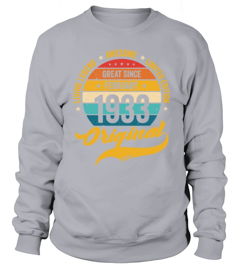 Retro 90 Years February 1933 Birthday Vintage Sweatshirt Unisex