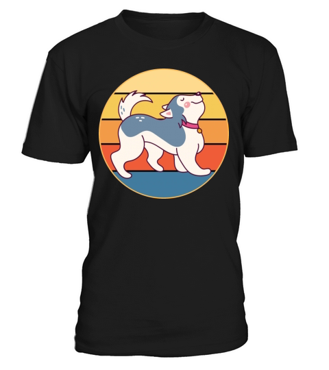 Funny Kawaii Cute Husky Dog Vintage Retro Sunset T-Shirt Unisex