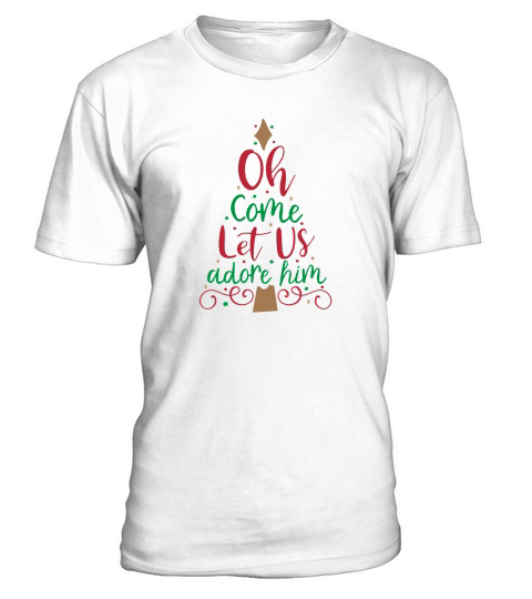 Oh Come Let Us Adore Him Christmas Tree T-Shirt Unisex