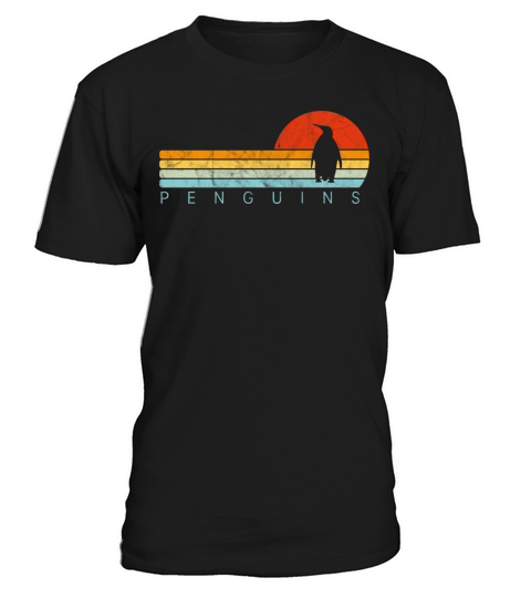 Penguin Vintage Sunset Retro Cute Womens Penguin T-Shirt Unisex