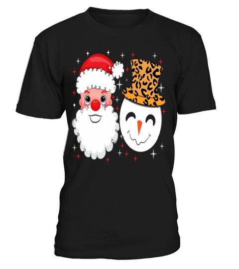 Santa and Snowman Leopard Sparkle T-Shirt Unisex