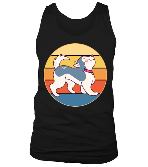 Funny Kawaii Cute Husky Dog Vintage Retro Sunset Tank Top Unisex