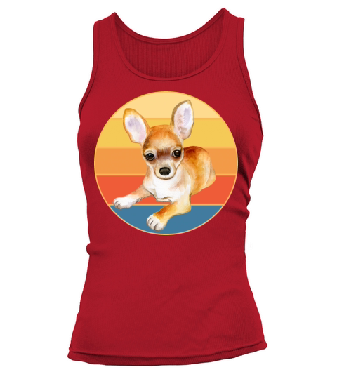 Cute Chihuahua Dog Breed Vintage Retro Sunset Tank top Woman