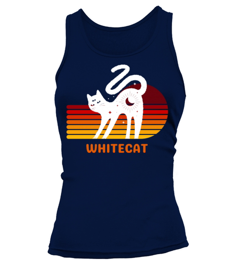 funny white cat retro vintage whitecat Tank top Woman