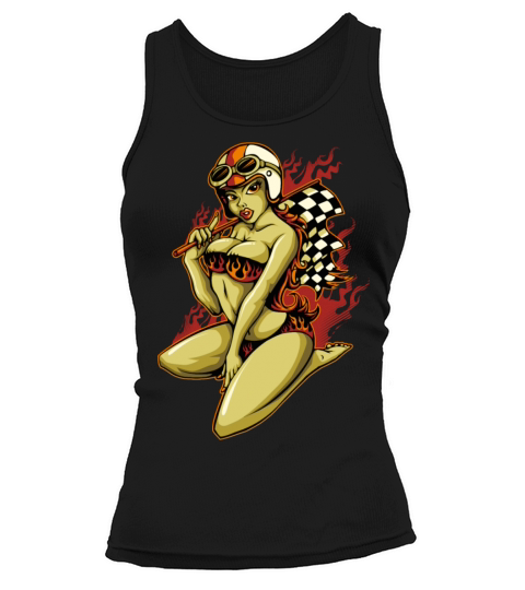 Hot Pin-Up Girl with Racing Flag Tank top Woman