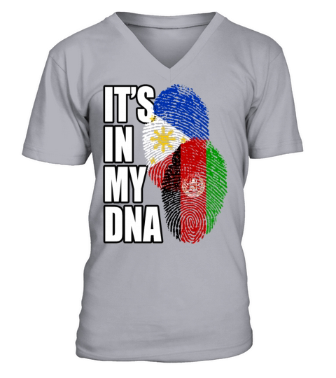 Afghan And Filipino Mix Heritage DNA Flag V-Neck T-shirt