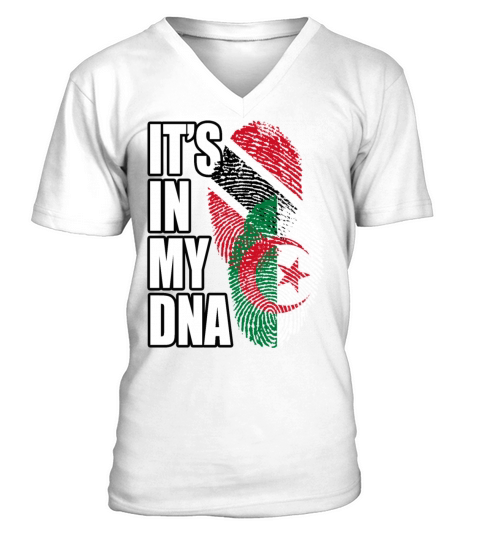 Algerian And Trinidad Tobago Mix Heritage DNA Flag V-Neck T-shirt