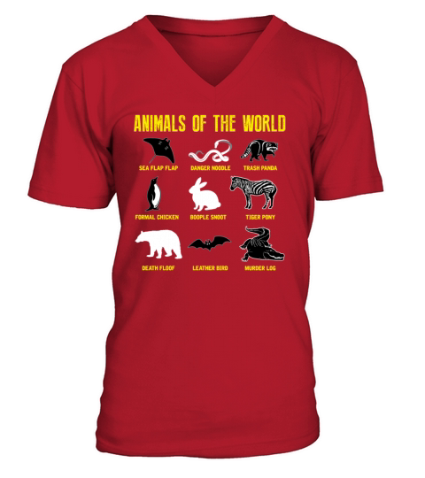Animals Of The World Funny Humor Vintage V-Neck T-shirt