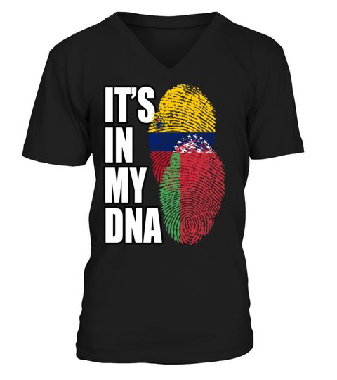 Belarusian And Venezuelan Mix Heritage DNA Flag V-Neck T-shirt